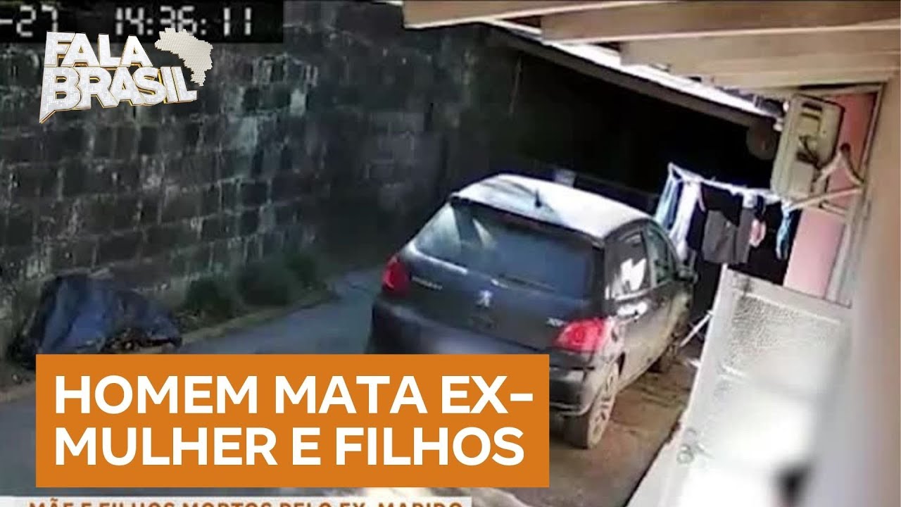 C&acirc;meras registram disparos de homem contra a ex-mulher e os filhos em SC