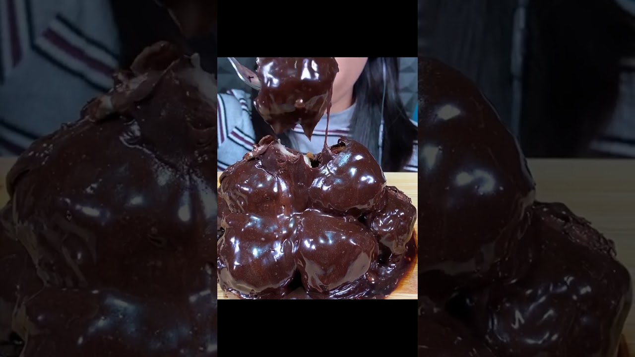 MUKBANG ASMR #shorts CHOCOLATE CAKE PROFITEROLE 먹방 Eating Sounds