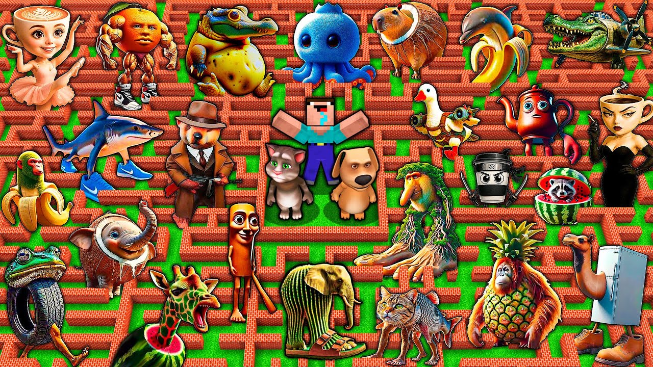 SUPERVIVENCIA en el LABERINTO con 1000 ITALIAN BRAINROTS - TUNG TUNG SAHUR - MINECRAFT Animación