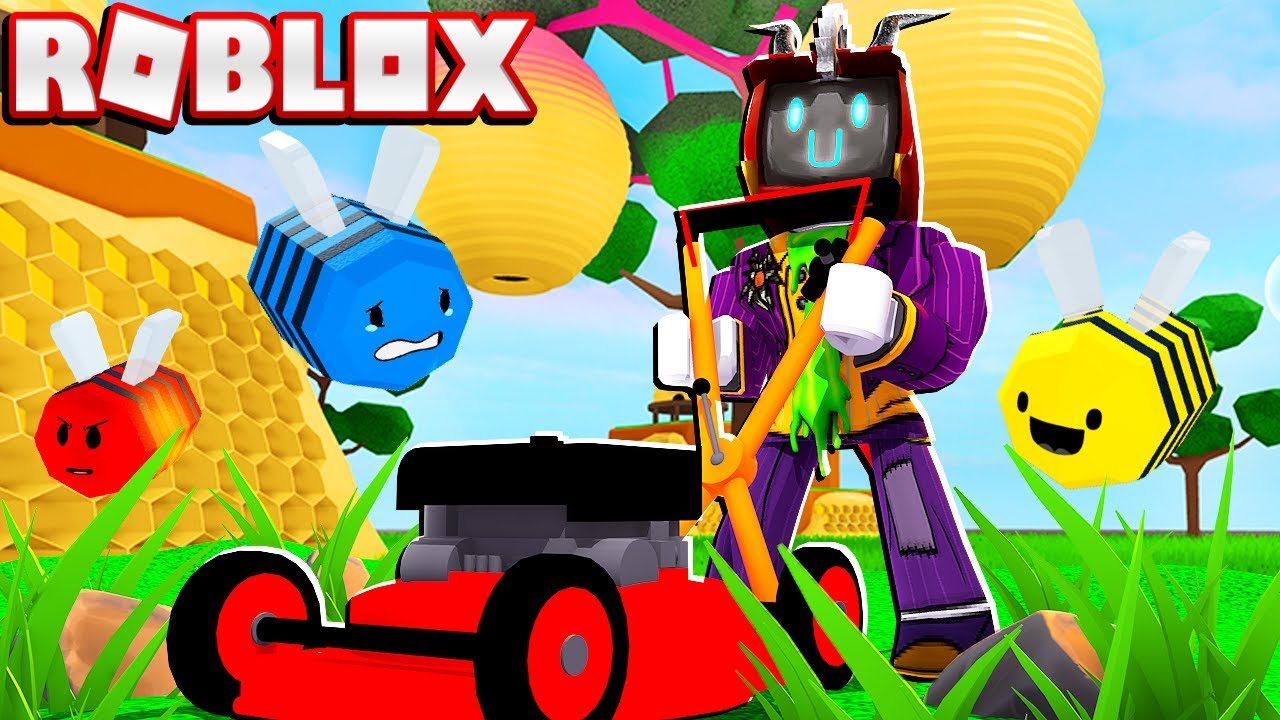 Going to BEE ISLAND In Roblox Lawn Mowing Simulator