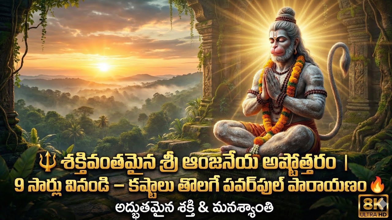 🔱 శక్తివంతమైన శ్రీ ఆంజనేయ అష్టోత్తరం | 9 సార్లు వినండి – కష్టాలు తొలగే పవర్‌ఫుల్ పారాయణం 🔥