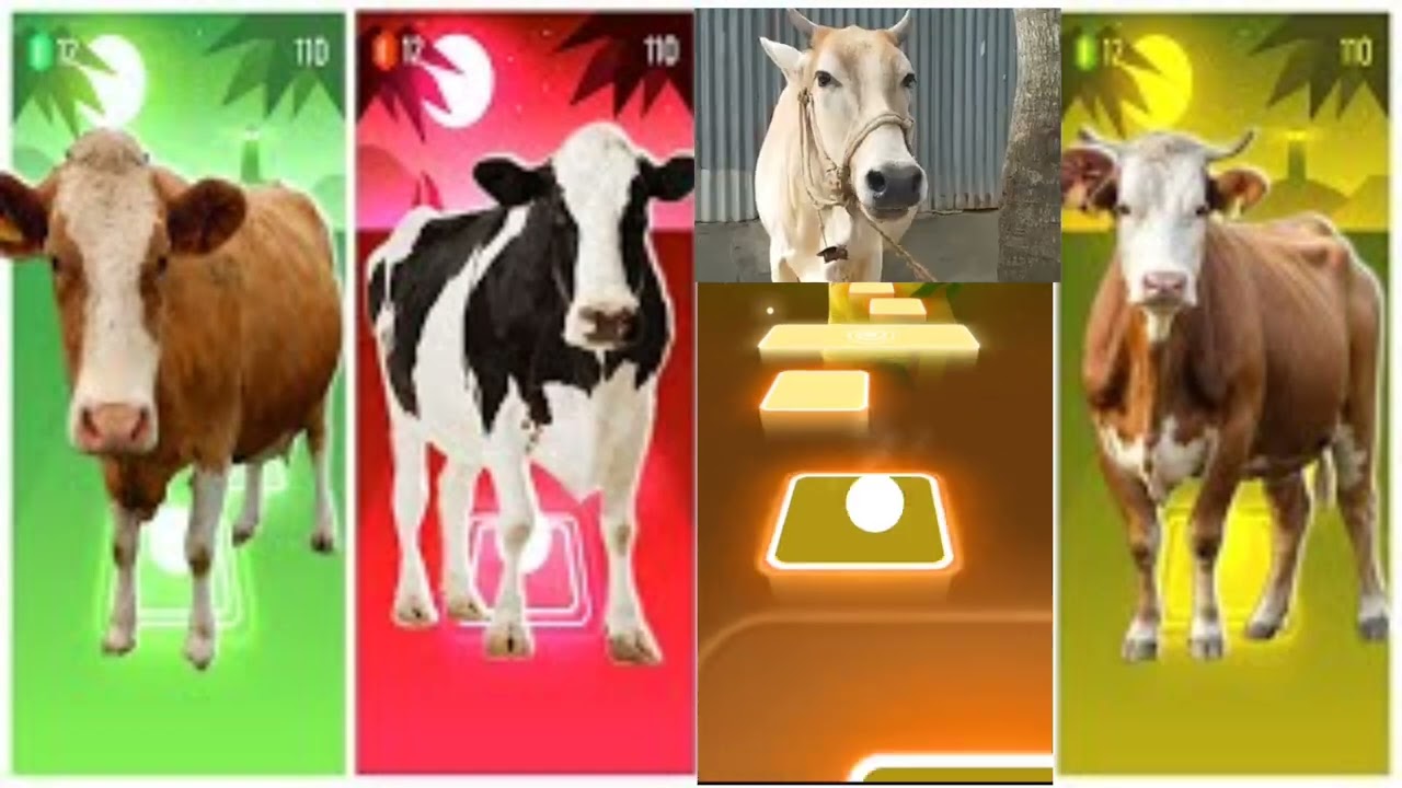 Funny Cow🐄🆚Funny Buffalo🐃🆚Funny Bull🐂🆚Funny Tiger🐅🔴Tiles Hop EDM Rush #animals #tileshop #gaming