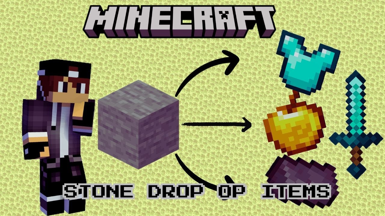 MINECRAFT BUT STONE DROP OP ITEMS !!