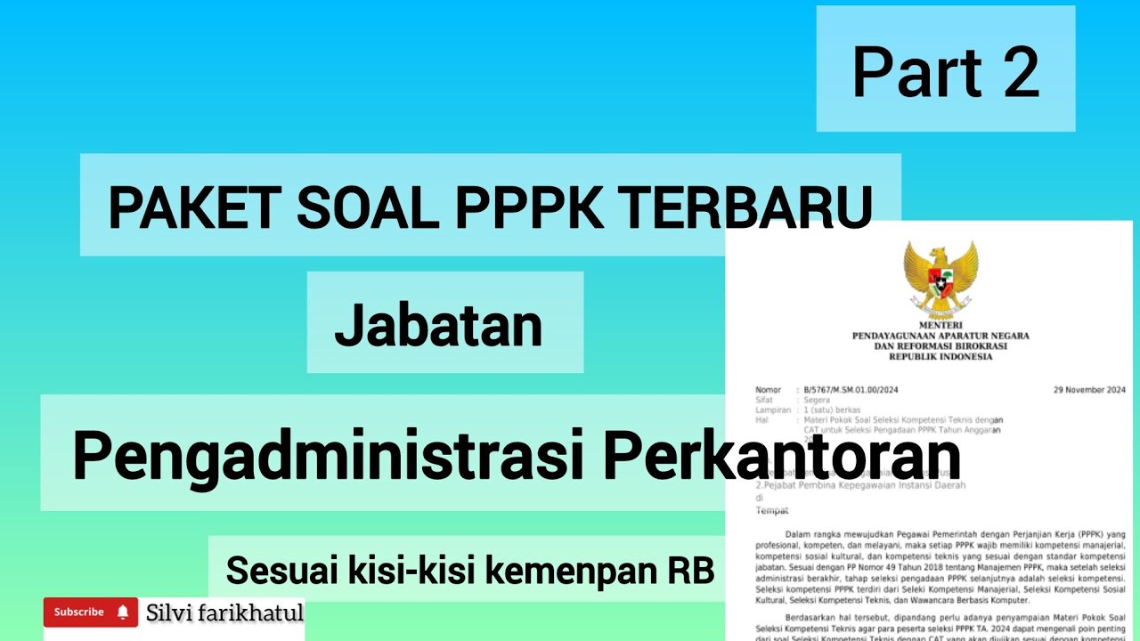 PART 2❗️PAKET SOAL PPPK TERBARU JABATAN ADMINISTRASI PERKANTORAN