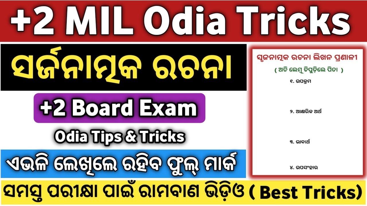 ସର୍ଜନାତ୍ମକ ଲିଖନ | Plus Two Board Exam | Sarjanatmaka Rachana Odia | Sarjanatmak Lekhan | Plus 2 MIL