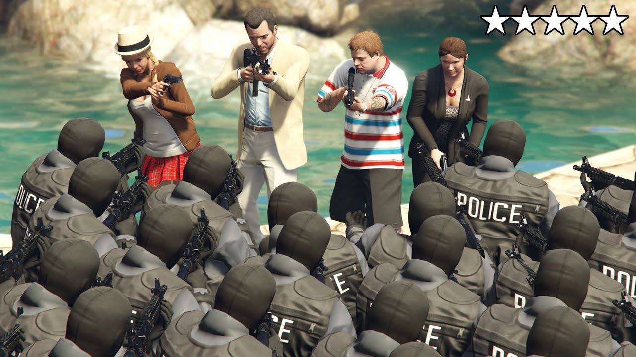 GTA 5 - Michael's Family VS Five Star SWAT TEAM at the PLAYBOY MANSION! (Amanda, Tracey and Jimmy)