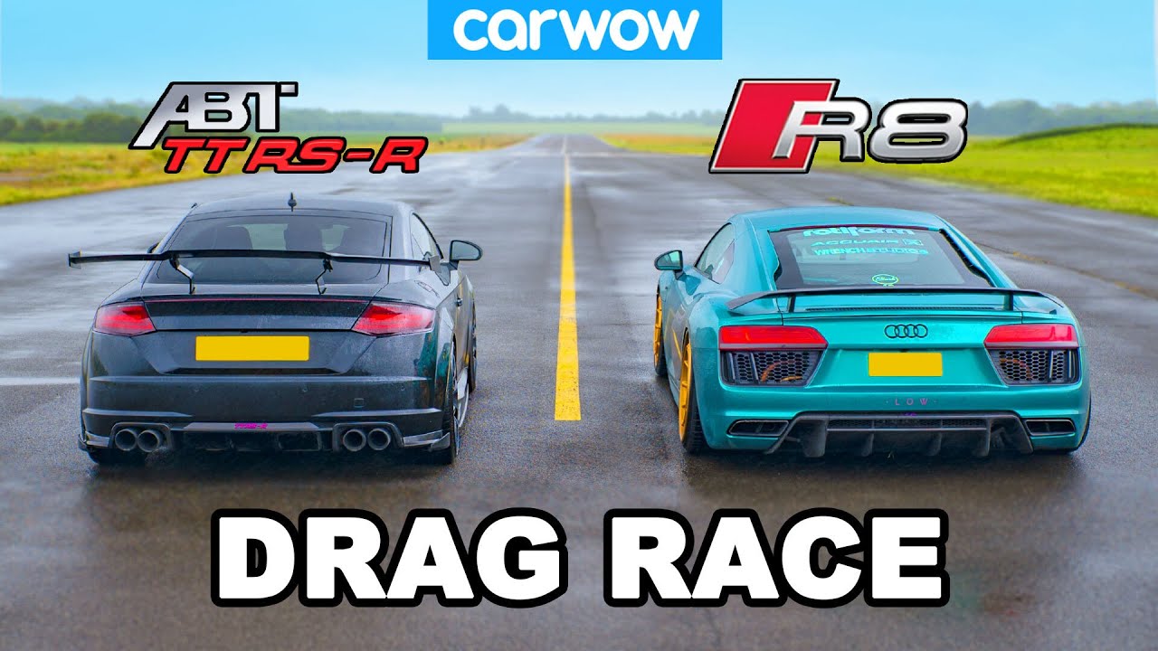 Audi R8 vs TT RS-R: Drag Race *V10 vs ABT-tuned 5cyl*