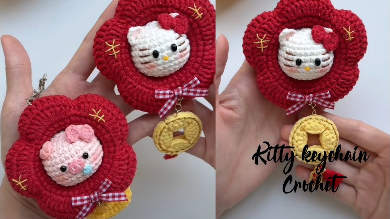 Handmade crochet hallo kitty keychain 🌹#knitting🙂