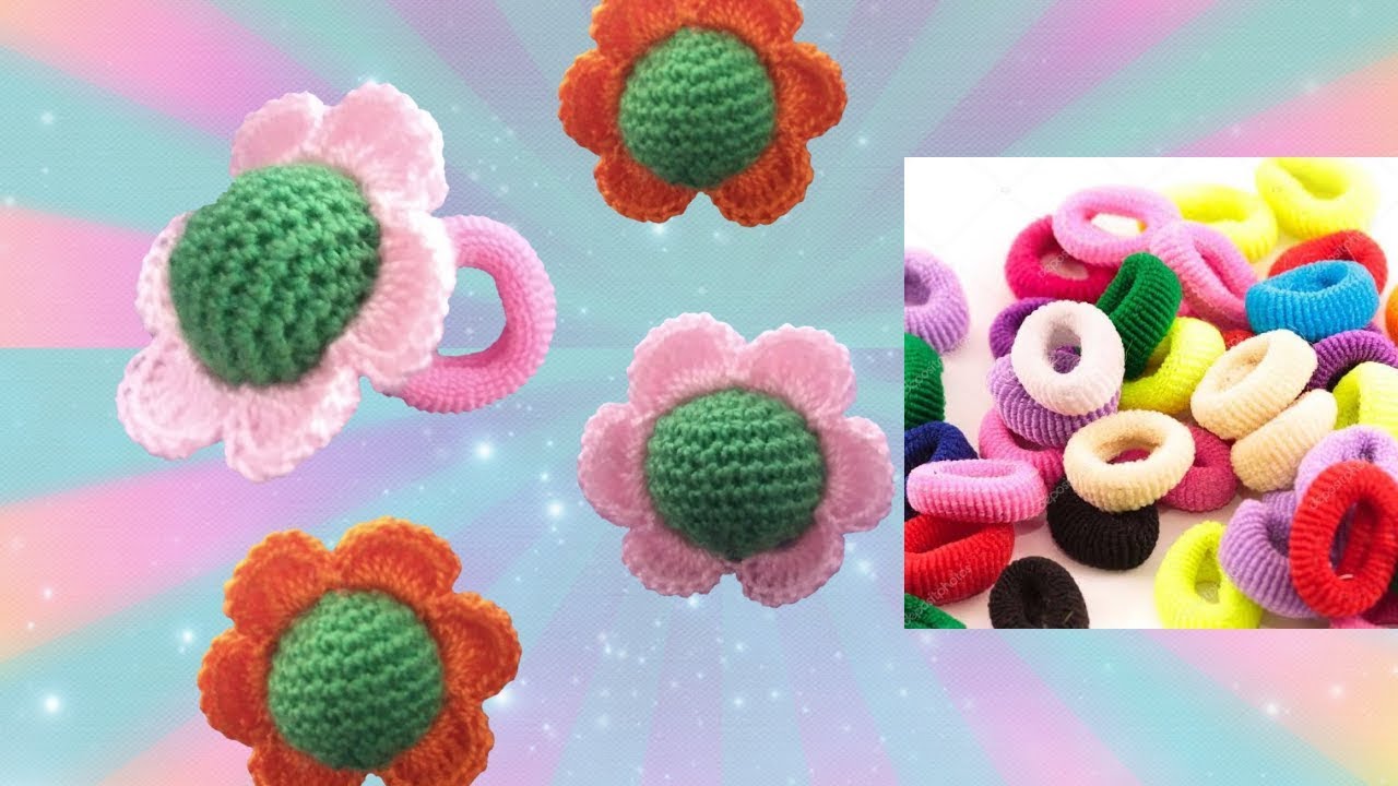🔵accesorio de cabello a crochet para niñas 👧👧👧 ( amanzing flowers 🌺🌺 )