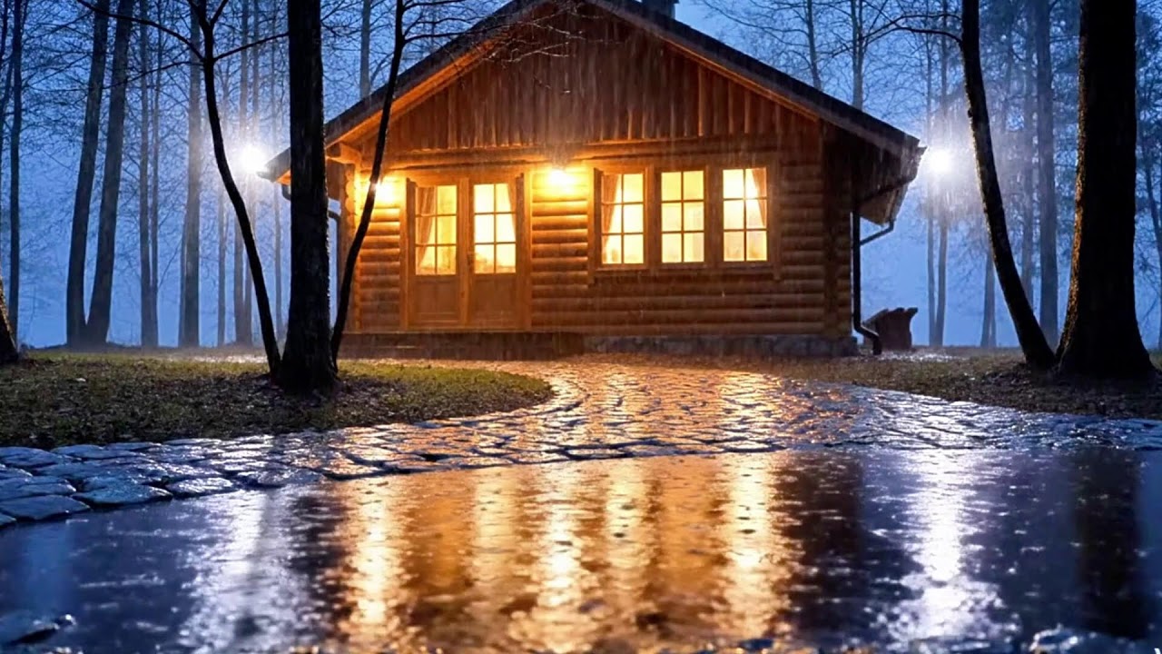 Live Peaceful Rain at a Forest Cabin at Night | ASMR for Study