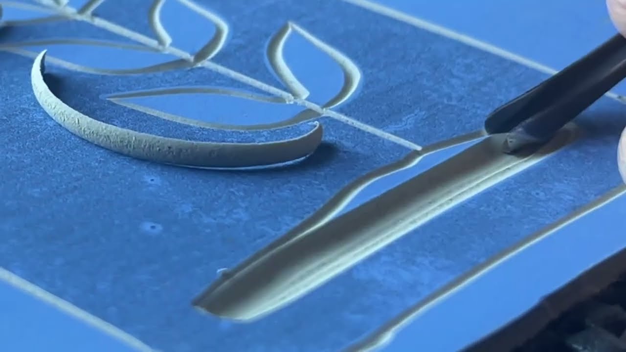 Relaxing Carving | Ink Gradient Technique | Satisfying Art | Linocut Printmaking | No Talking