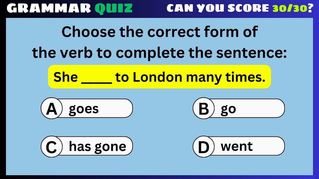 Mixed English Grammar Quiz | Can you pass all questions?