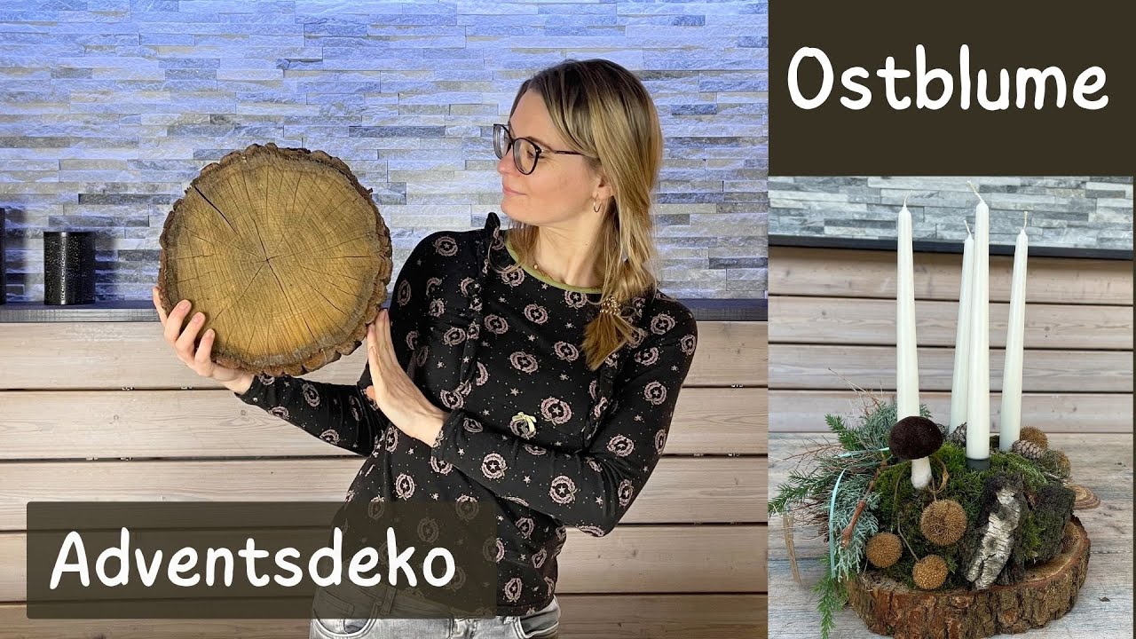 Advent auf einer Holzscheibe - Rustikale Naturdeko
