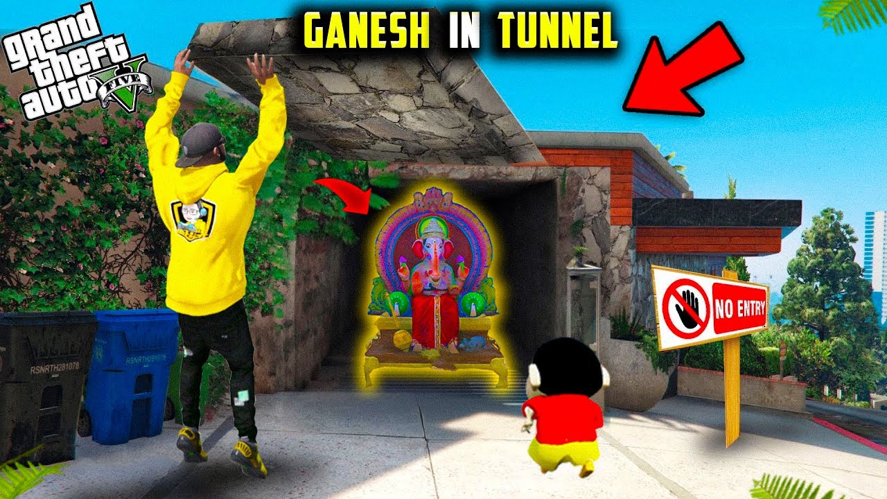 GTA V : 🤯Franklin and Shinchan found🥰Ganesh in tunnel 🙏GTA 5 Telugu