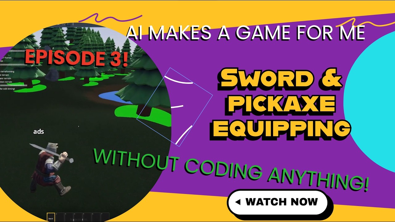 Godot + Ziva AI Makes A Game For Me! Equipping a sword and pickaxe to the players hand (Ep 3)