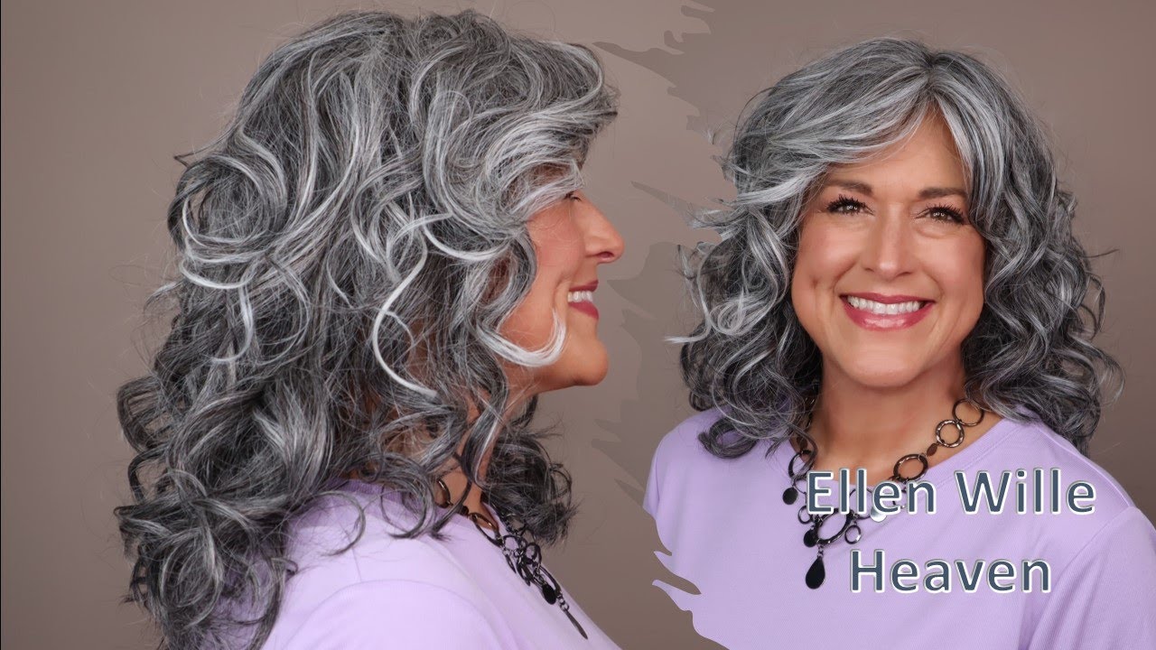 Ellen Wille HEAVEN in the color Salt/Pepper Mix 56.44.39 | Heat Friendly CURLY style with a fringe