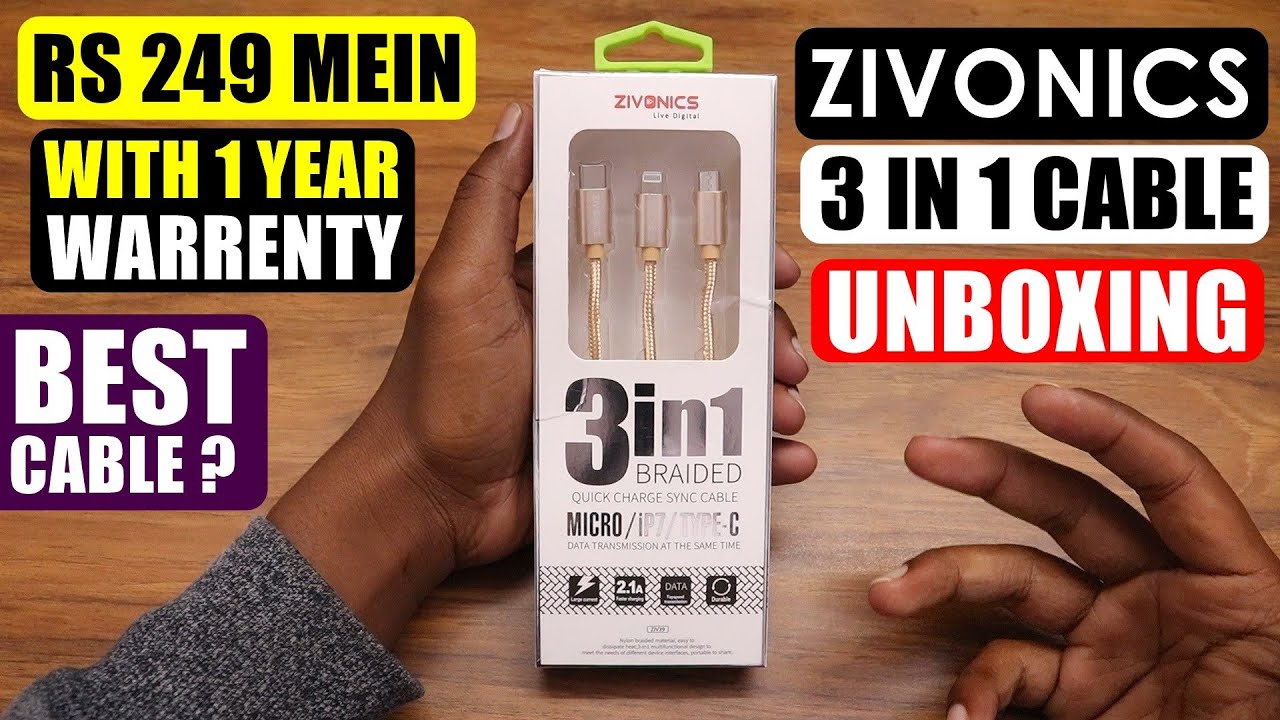 3 in 1 USB Cable Useful for Every Mobile Phone User | Zivonics 3 in 1 Braided Cable Unboxing (2020).