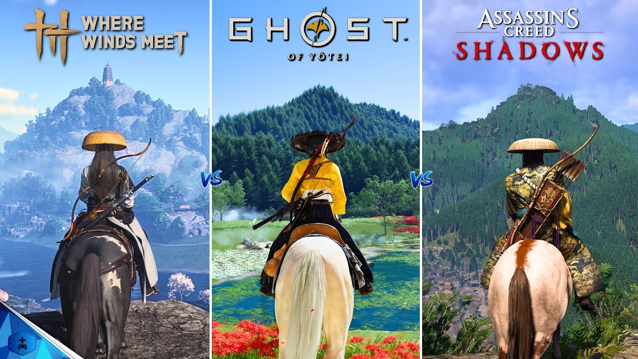 Where Winds Meet vs Ghost of Yōtei vs Assassin's Creed Shadows - Graphics and Details Comparison