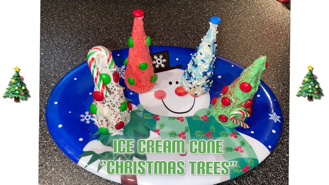 Ice Cream Cone “Christmas Trees” using Dollar Tree supplies / vlogmas day 14