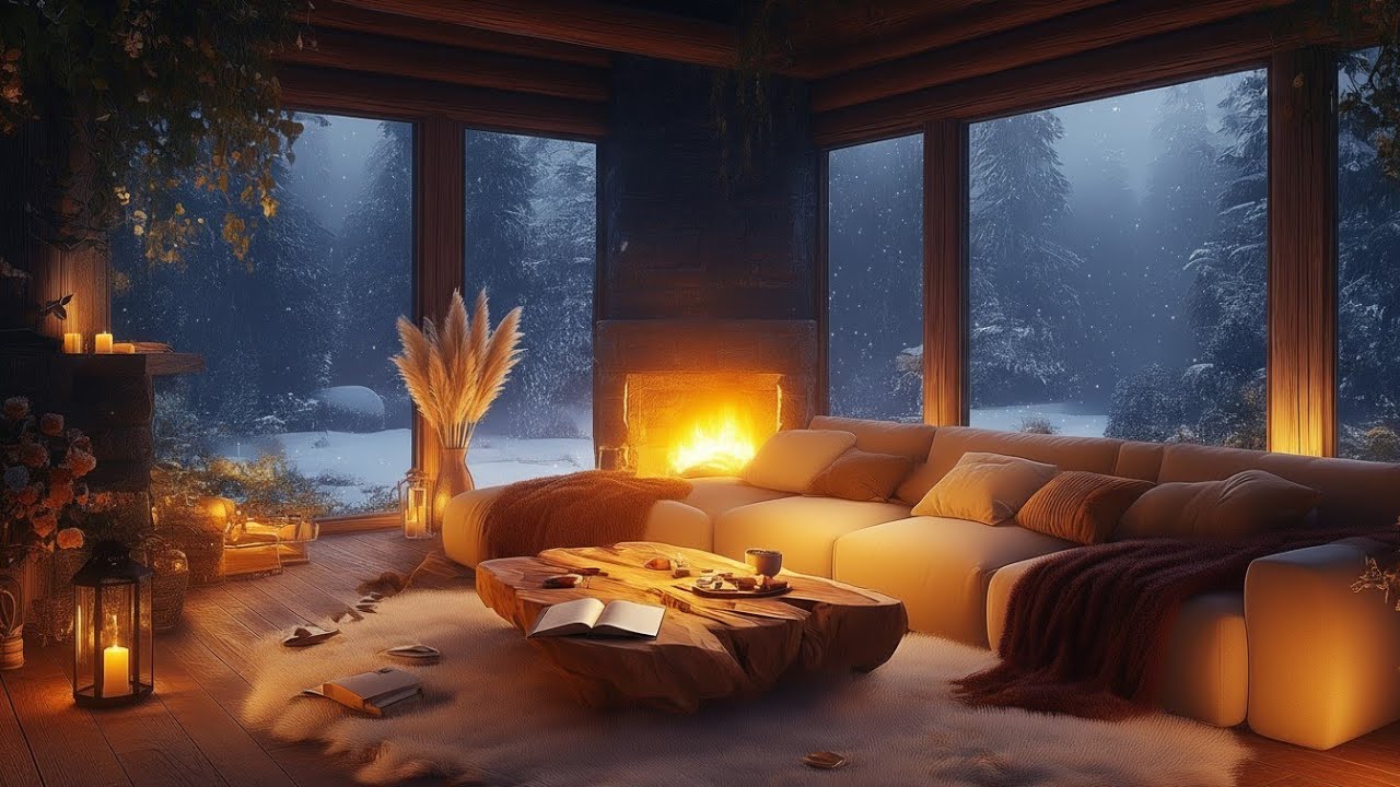 Snowy Velaris Reading Nook Elains Garden River House Fireplace Calm Winter Ambience for Relax Sleep