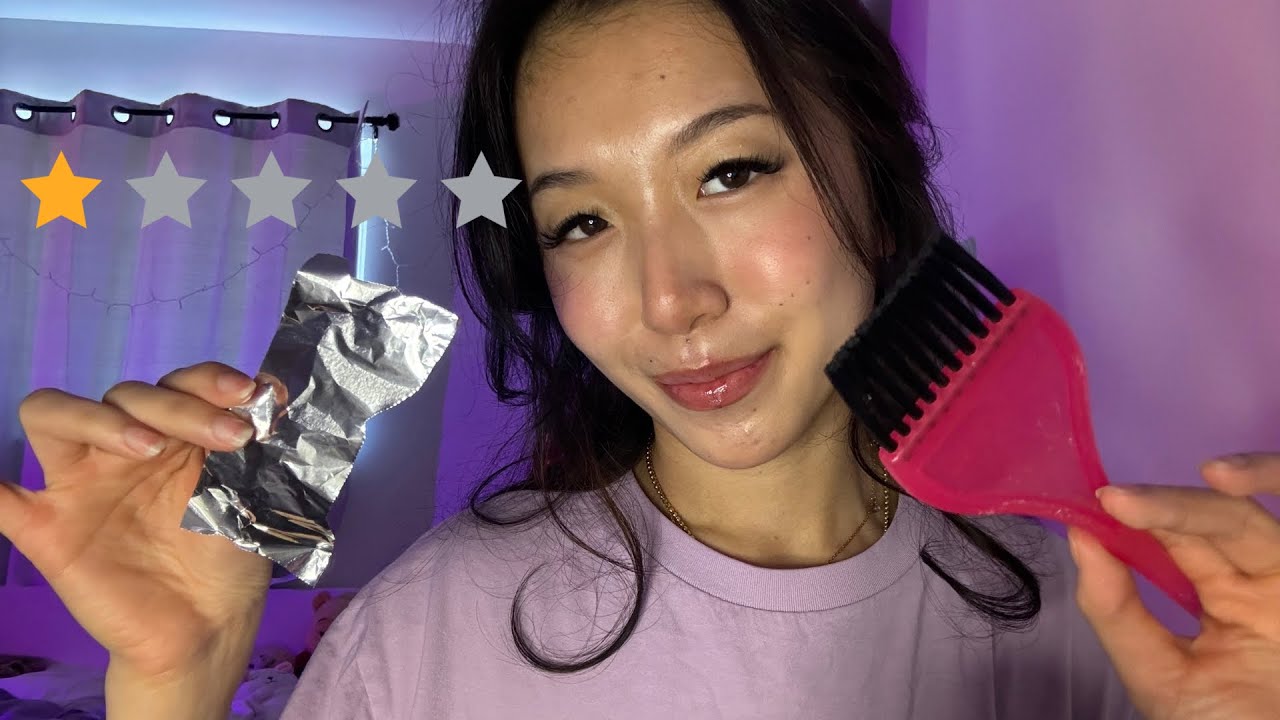 ASMR worst reviewed hair salon: haircut, hair dye (giving you highlights), blow dry 🎀💈