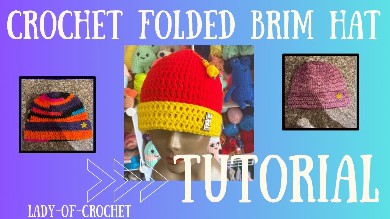 EASY CROCHET FOLDED BRIM BEANIE TUTORIAL