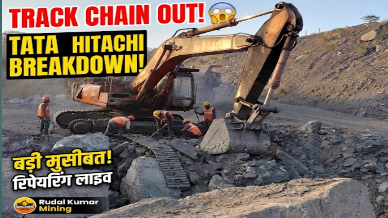 Tata Hitachi Track Chain Out 😱 | Mining Site Breakdown | Live Repair in Coal Mine