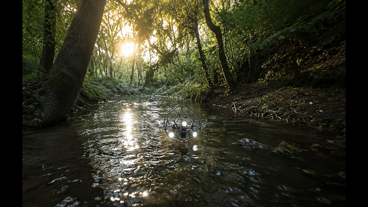Deep exploration flight on a small river with the 240mm caged drone the Xpert Kage Mini 150W