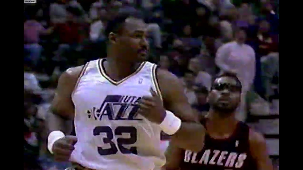 Karl Malone (38pts) & Cliff Robinson (40pts) Highlights - Blazers @ Jazz April 1993