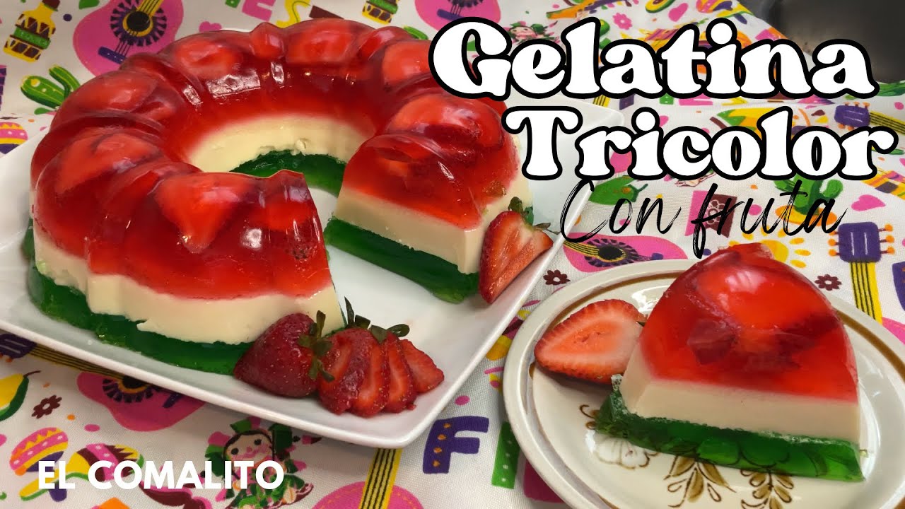 Como hacer gelatina tricolor con fruta 🍓 🍓 😋