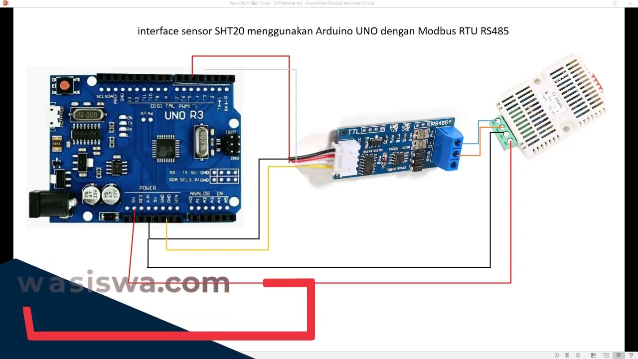 Interface sensor SHT20 menggunakan Arduino UNO dengan Modbus RTU RS485