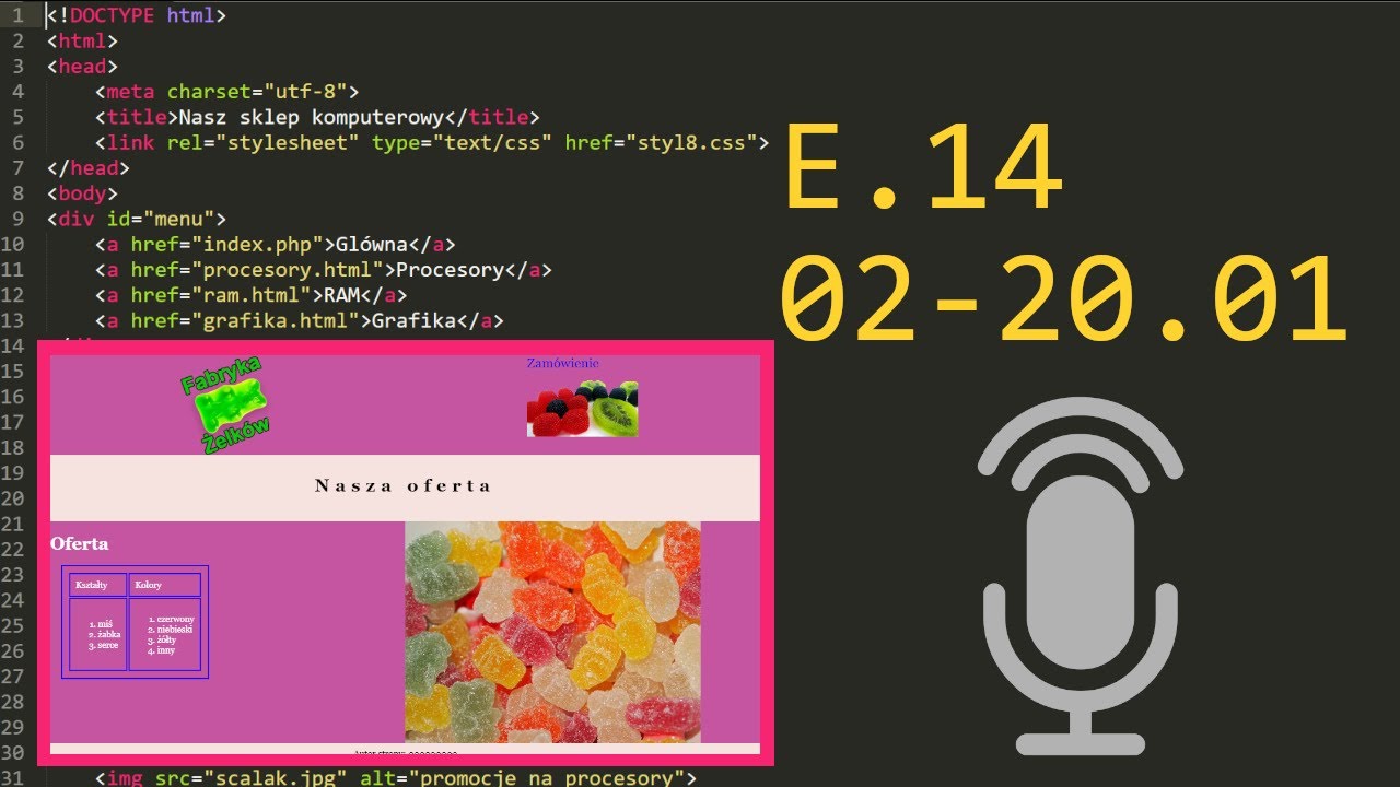 25. Praktyczny egzamin e14 Arkusz - E.14-02-20.01 (JavaScript) 2020 #e14 #ee09
