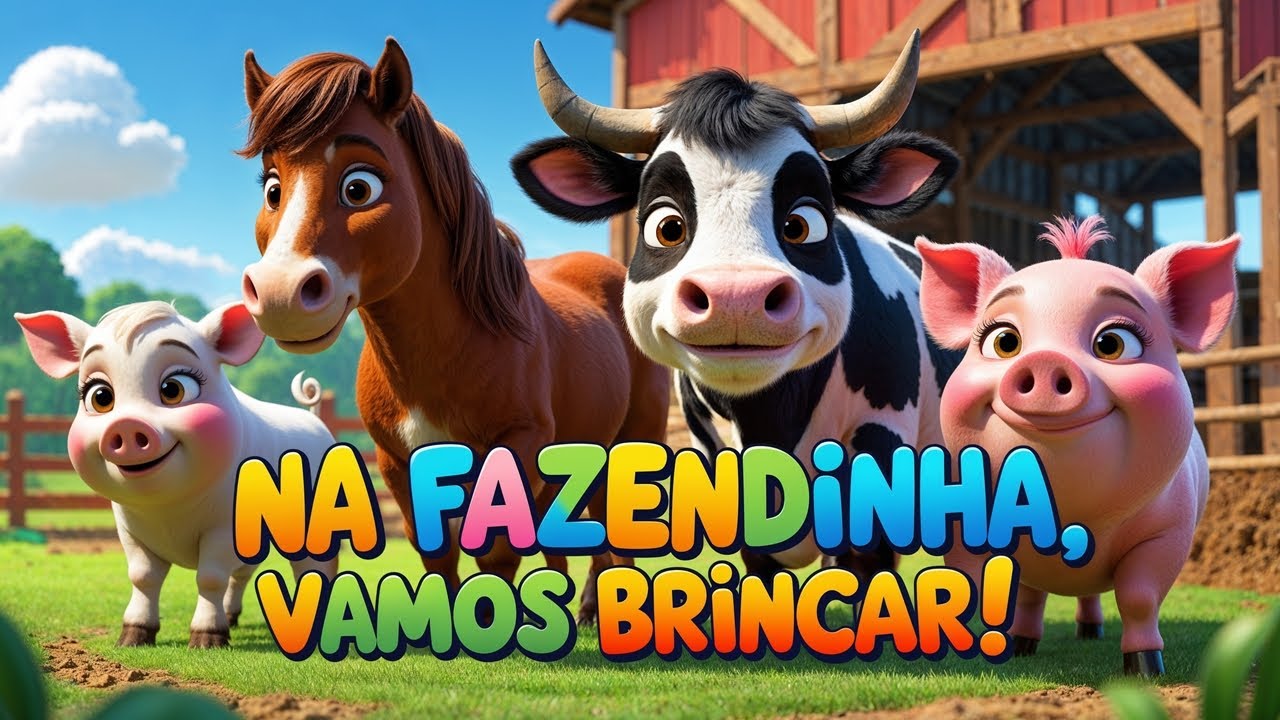 Na Fazendinha, vamos brincar: Aprenda os Sons dos Animais - Música Infantil Animada para Crianças!