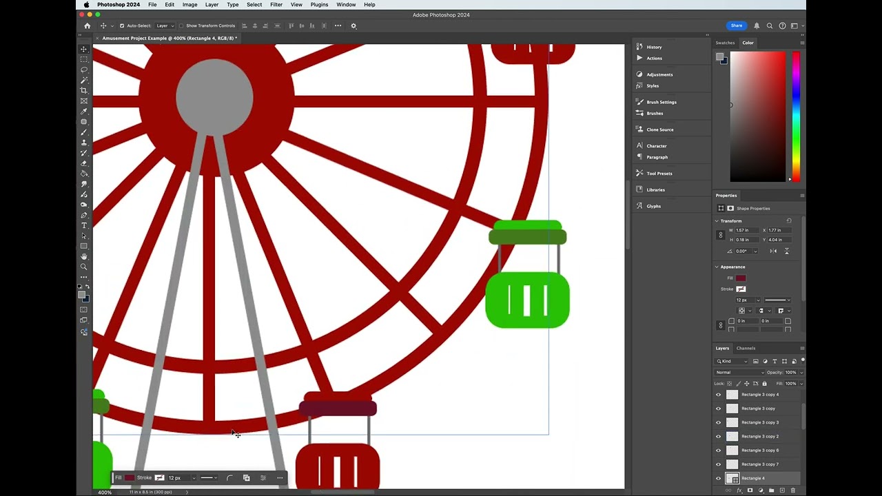 Designing Amusements using Shapes & Marquee Tools in Adobe Photoshop (NO AUDIO)