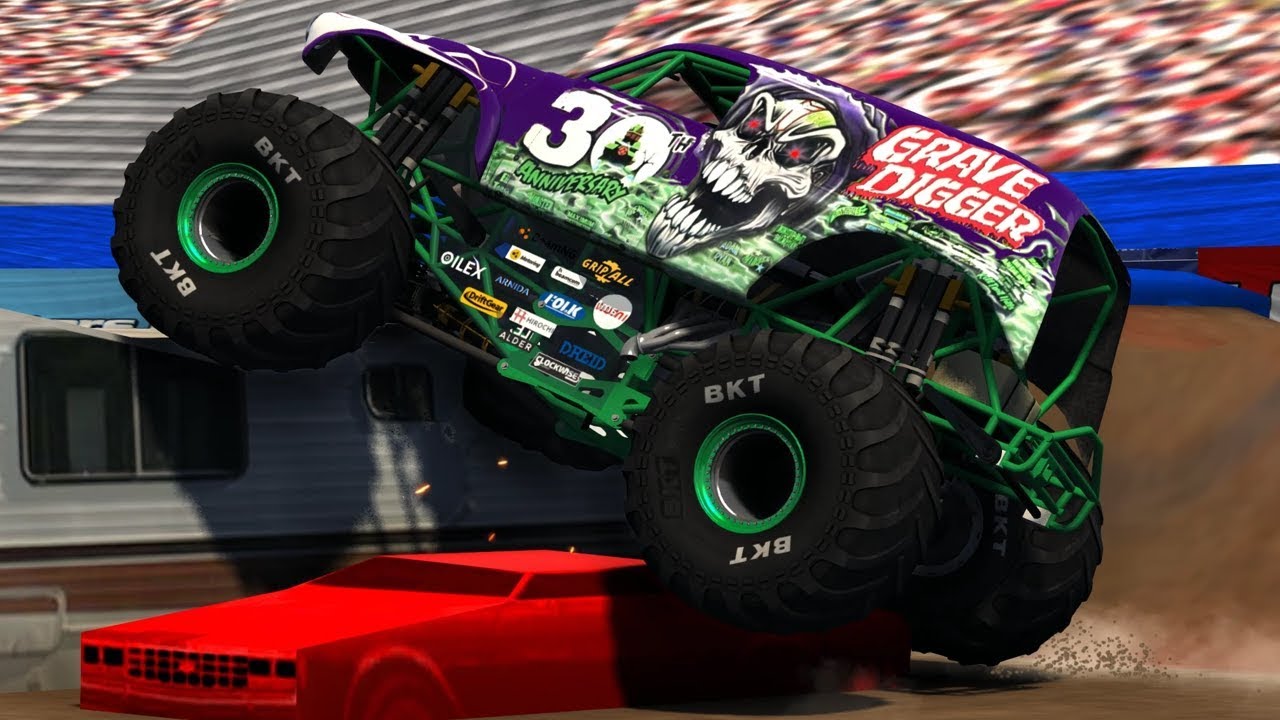 16 Breakable Grave Digger Truck Freestyle - BeamNG.Drive Monster Jam