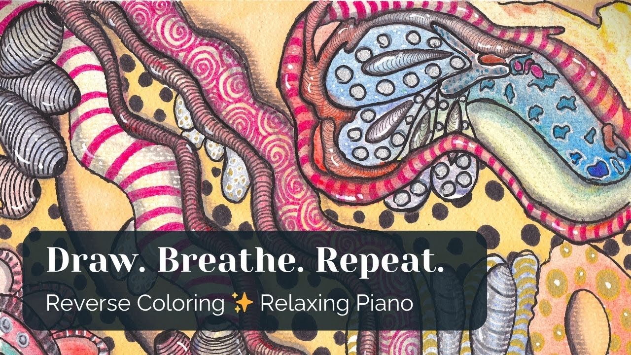 Calm Reverse Coloring | Mystic Coral World in Watercolor and Zentangle Patterns (No Talking)