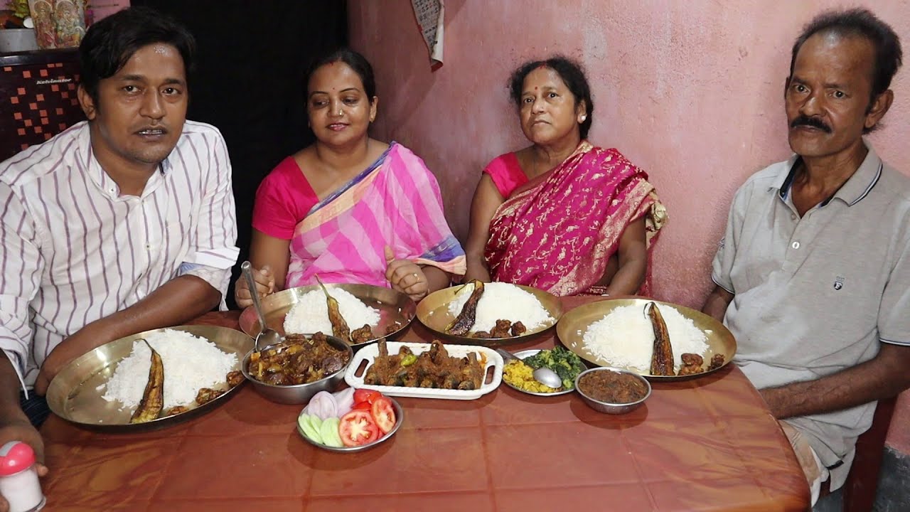Eating Show with Dad & Mom | Mutton Potato Curry | Tangra Fish Jhal | Lote Fish Jhuri