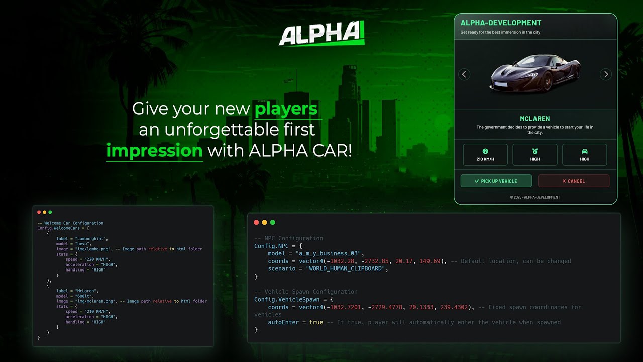 Welcome Car | FiveM: ESX & QBCore | Alpha Development