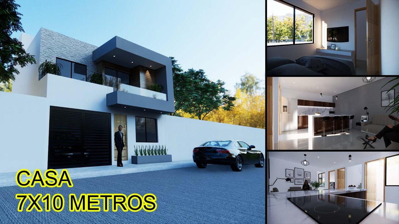 PLANO CASA PEQUEÑA MODERNA EN ZITACUARO MICH/DESAIN RUMAH 7X10M/HOUSE PLAN