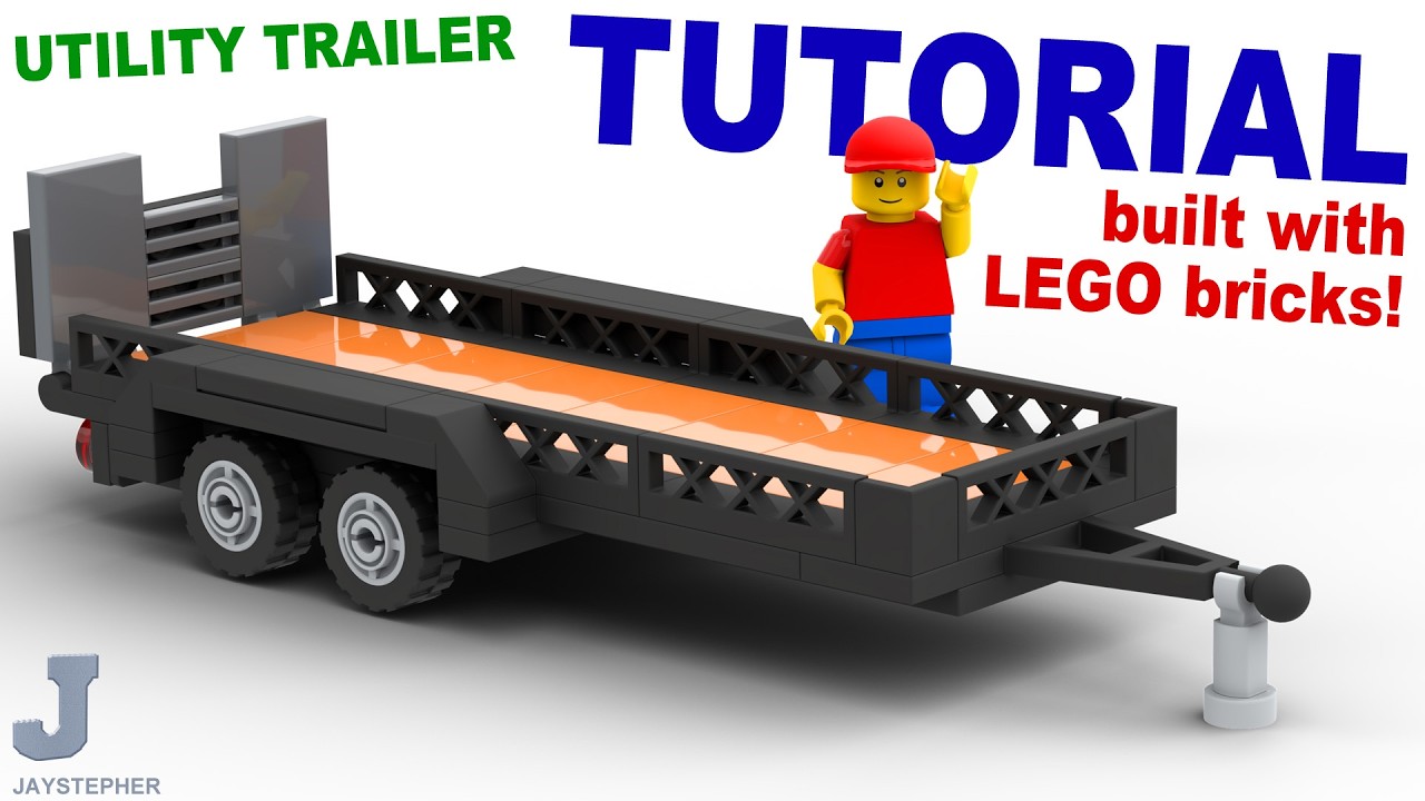 LEGO Brick Tutorial On How To Make A Mid-Size Utility Trailer