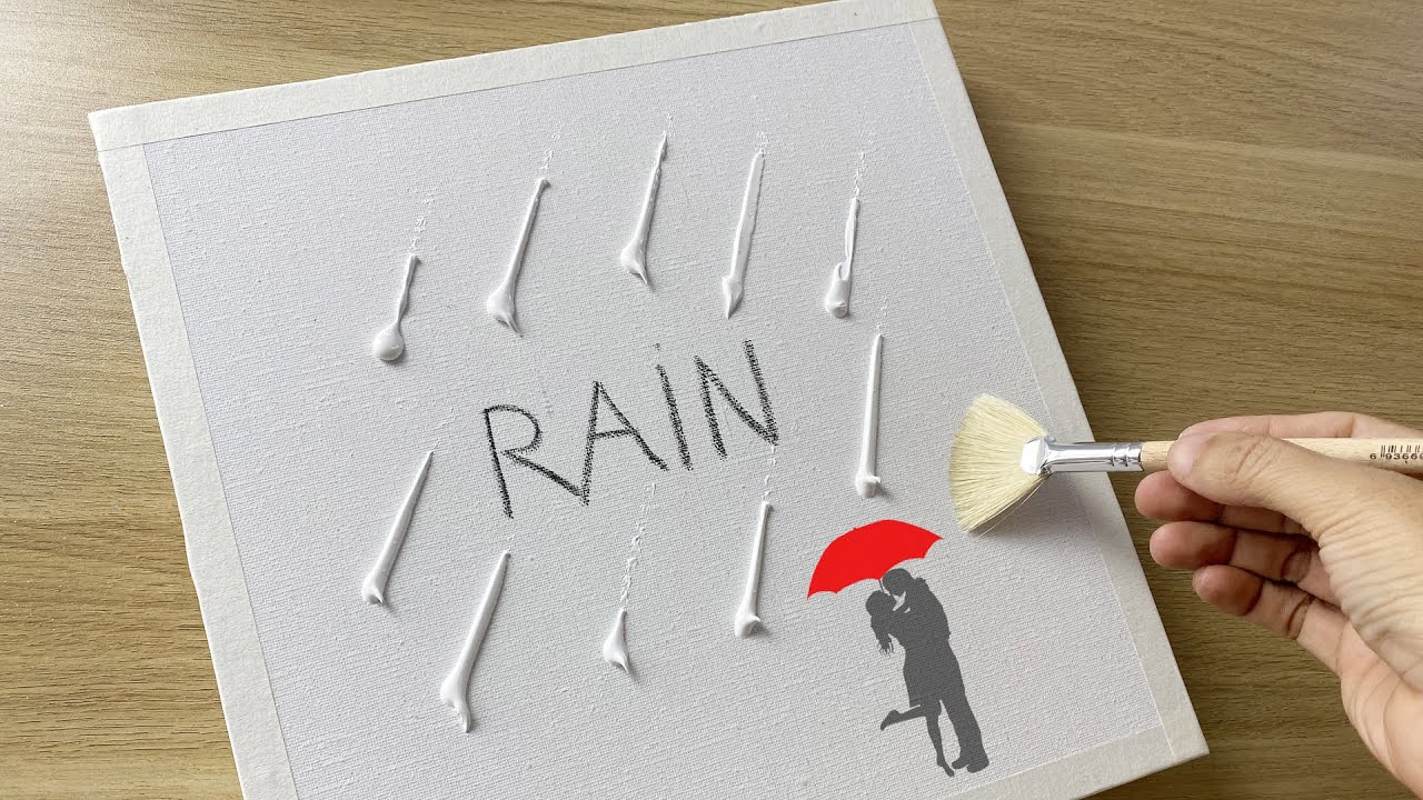 Daily Challenge #53 /  Acrylic / Kiss under Umbrella in the Rain
