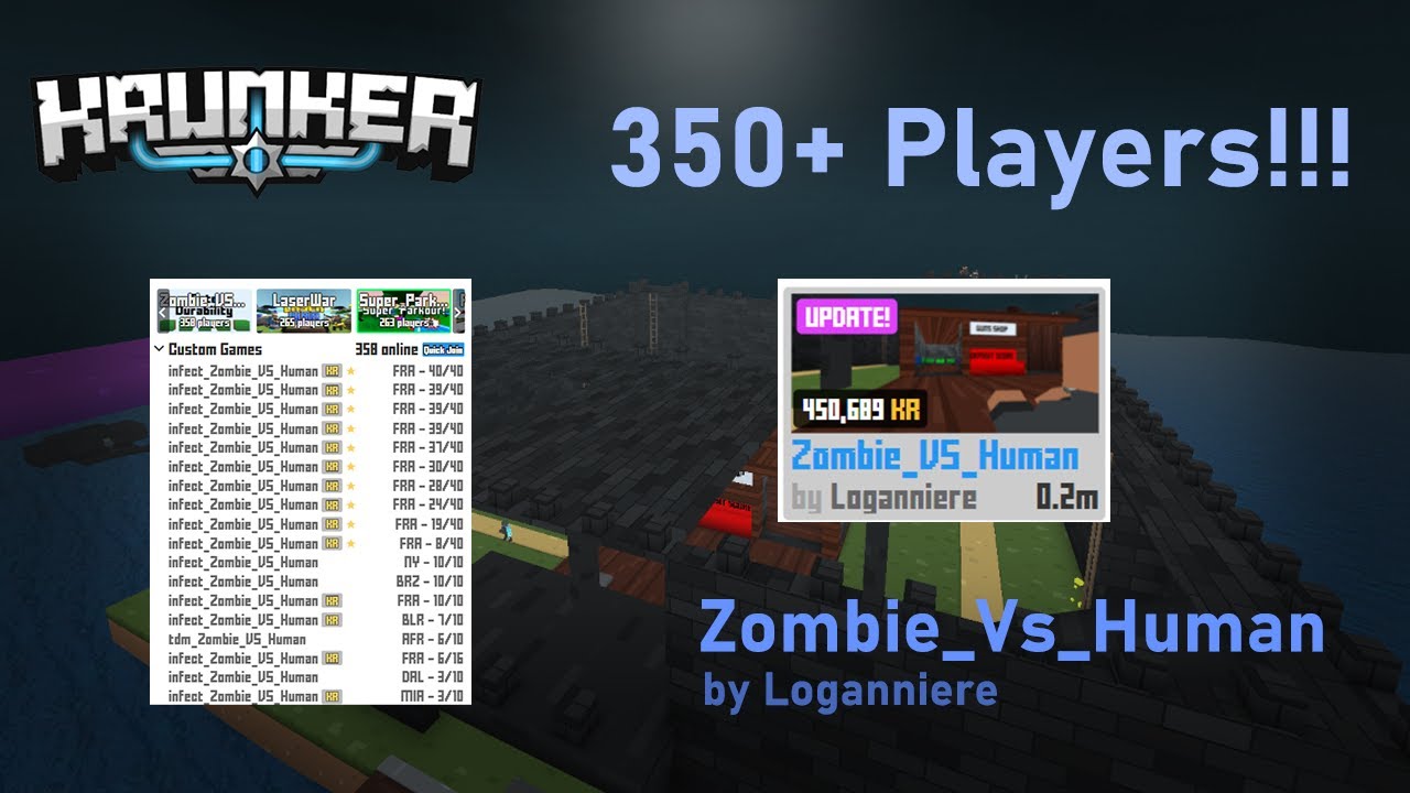 350+ Players! Is it a record? | Krunker Custom Game Zombie vs Human Impressions | Krunker.io