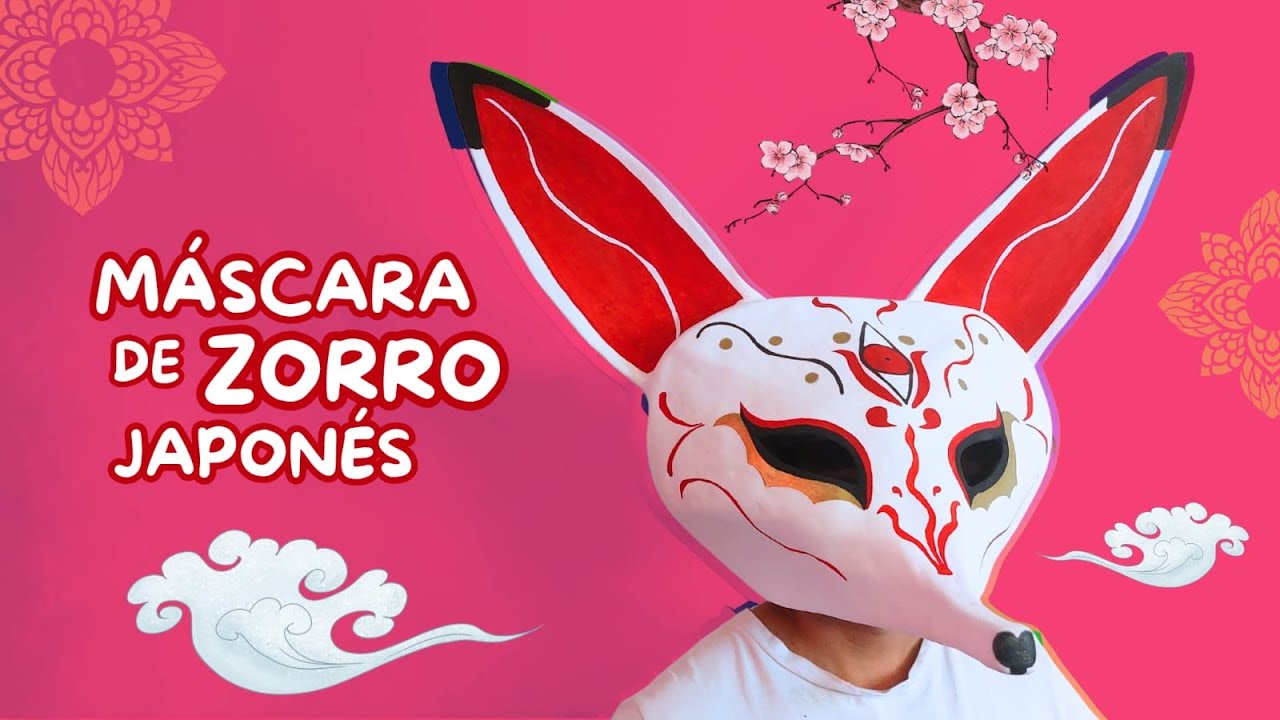 Como hacer una MÁSCARA DE ZORRO JAPONÉS / Cómo hacer una MÁSCARA DE KITSUNE fácil y rápido🐾🐾🐾