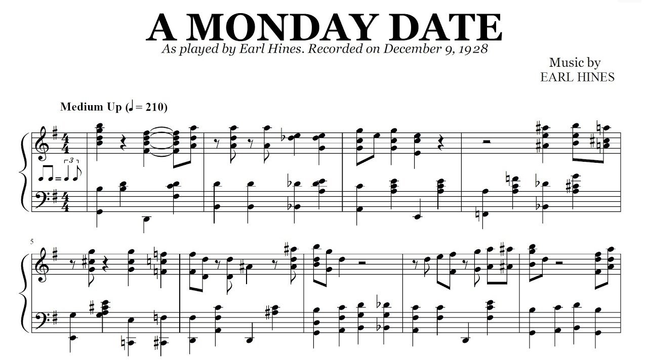 Earl Hines - A Monday Date, 1928 | Stride piano transcription
