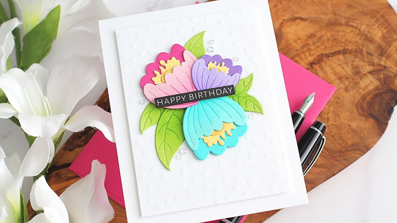 Clean & Simple Fantasy Flowers + Embossing with Stencils