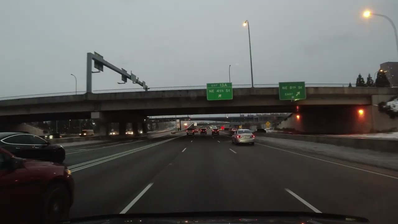 4K Drive In Light Snow From Redmond to Renton, WA Washington USA 2021