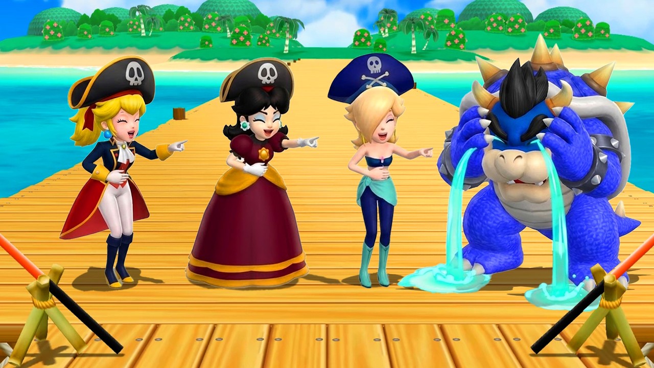 Битва мини-игр в Mario Party 9: Команда Пиратов Пич, Дейзи и Ронсалины против Тёмного Боузера (гл...