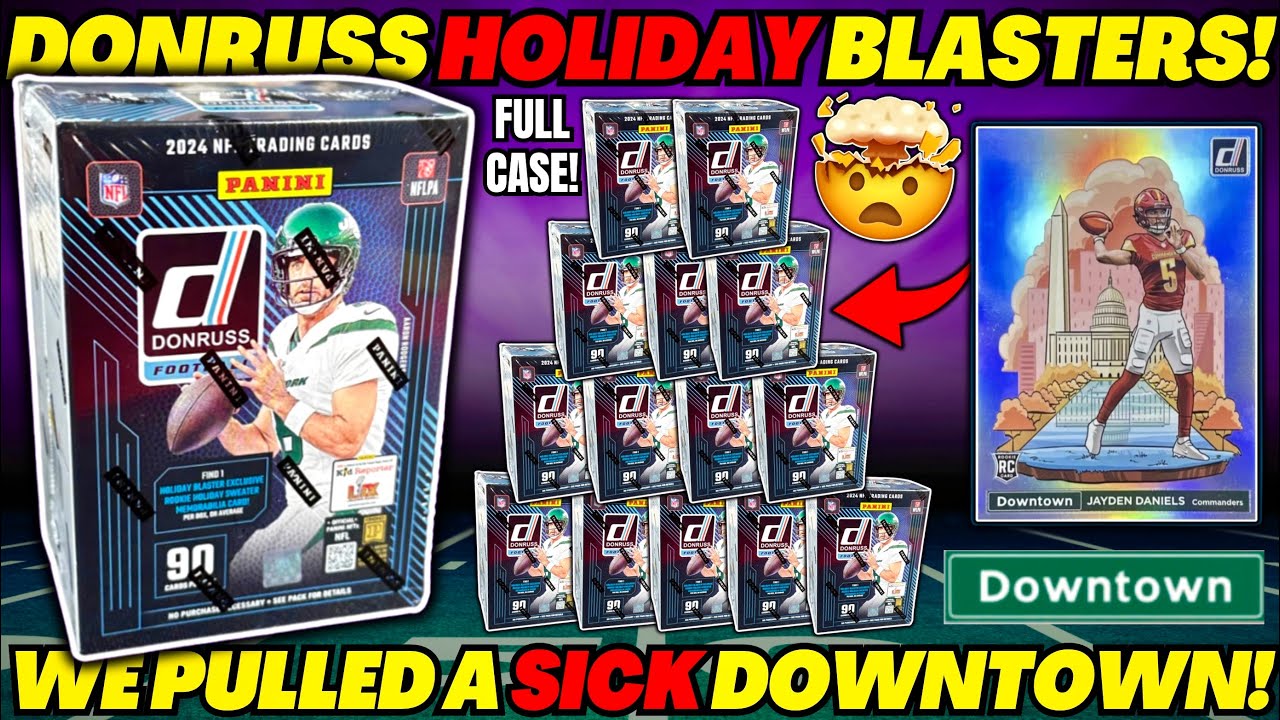 *SICK DOWNTOWN PULL!🤯🔥 FULL CASE OF 2024 DONRUSS HOLIDAY FOOTBALL BLASTER BOXES!🏈