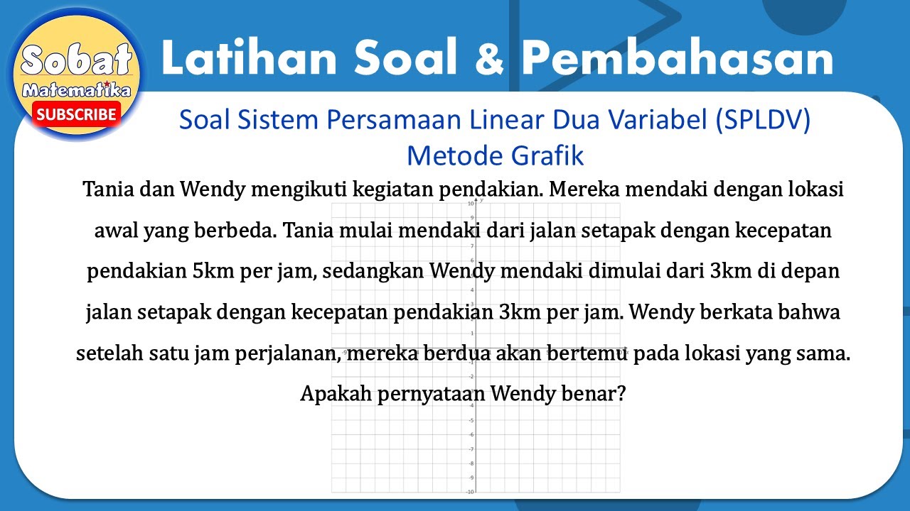 Jawaban Soal Cerita Sistem Persamaan Linear Dua Variabel Metode Grafik #spldv #matematikasmp