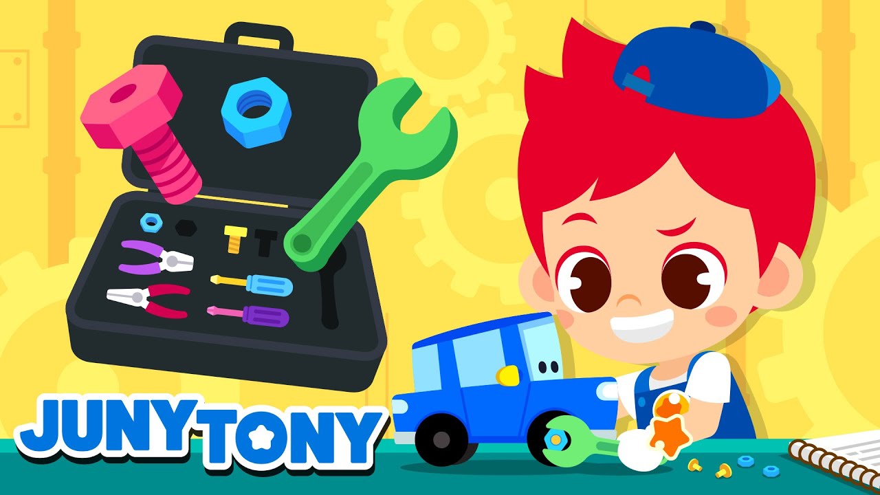 🛠️🚘 Playing with Handyman Tools | Little Handyman | Fix It Song | Kids Songs | JunyTony